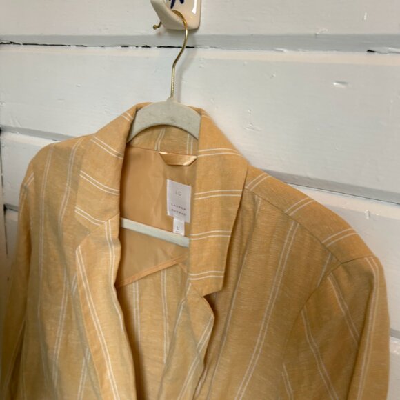 Lauren Conrad Linen Blend Double Pinstripe Blazer - Picture 2 of 6